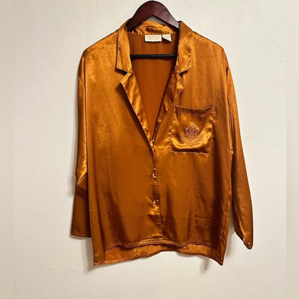 Victoria’s Secret Vintage Gold Label Pajama Long Sleeve Button Down Size M